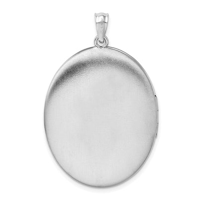 Sterling Silver Rhodium-plated W/ Side Swirls Oval Locket