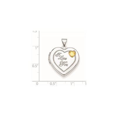 Sterling Silver Rhodium & Gold-plated I Love You Heart Locket
