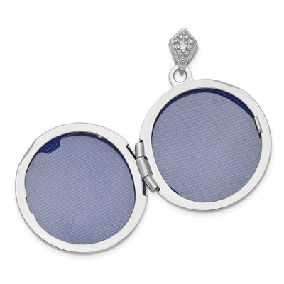Sterling Silver Rhodium-plated Round w/Diamond Vintage Locket