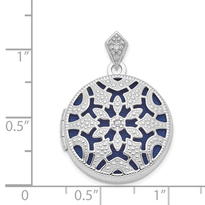 Sterling Silver Rhodium-plated Round w/Diamond Vintage Locket