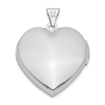 Sterling Silver Rhodium-plated Textured Heart Locket