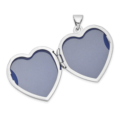 Sterling Silver Rhodium-plated Textured Heart Locket