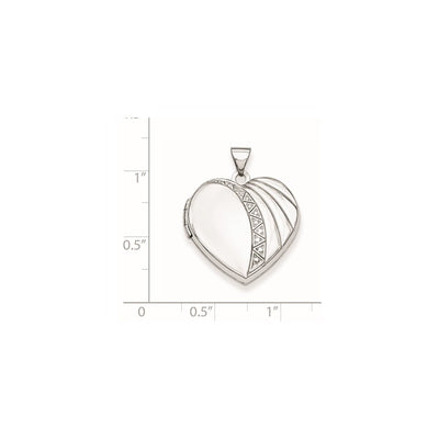 Sterling Silver Rhodium-plated Textured Heart Locket