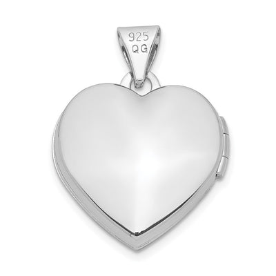 Sterling Silver Rhodium-plated Double Heart on Heart Locket