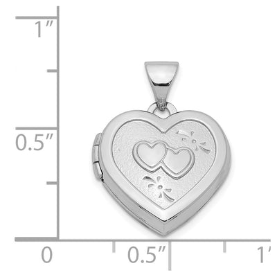 Sterling Silver Rhodium-plated Double Heart on Heart Locket