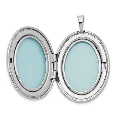 Sterling Silver Rhod-plated Textured & Polished Paw Print Oval Locket