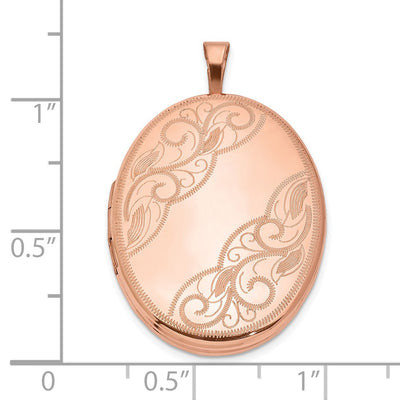 Sterling Silver Rose Gold-plated Swirled Oval Locket