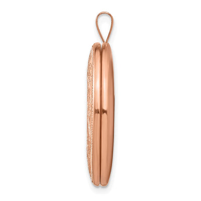Sterling Silver Rose Gold-plated Leaf Border Oval Locket