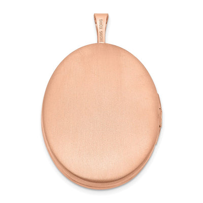 Sterling Silver Rose Gold-plated Leaf Border Oval Locket