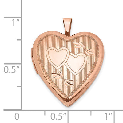 Sterling Silver Rose Gold-plated Double Hearts Heart Locket