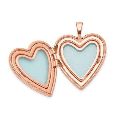 Sterling Silver Rose Gold-plated Polished Swirl Heart Locket