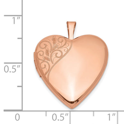 Sterling Silver Rose Gold-plated Polished Swirl Heart Locket