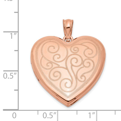 Sterling Silver Rose Gold-plated Swirl Design Heart Locket