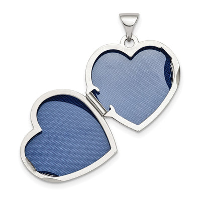 Sterling Silver Rhod-plated 2-Heart Design Reversible Heart Locket