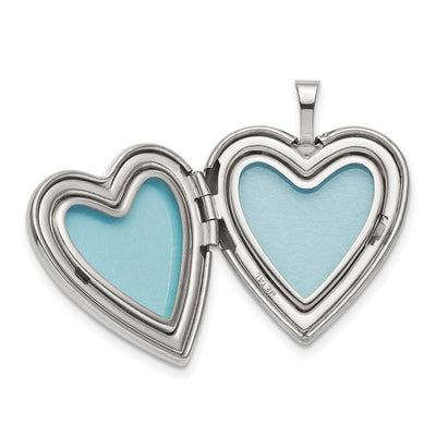 Sterling Silver Rhod-pltd Pink Resin Rose Cameo Heart Locket