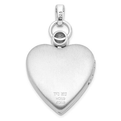 Sterling Silver Rhodium-plated Diamond Accented Satin Locket