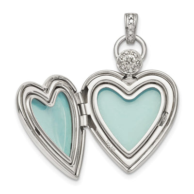 Sterling Silver Rhodium-plated Diamond Accented Satin Locket