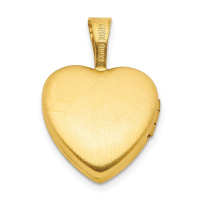 Sterling Silver Gold-plated Satin & Polished Fairy Heart Locket