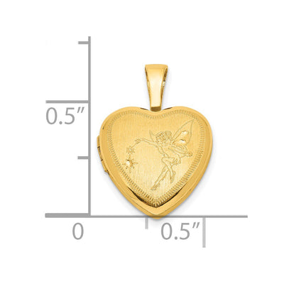 Sterling Silver Gold-plated Satin & Polished Fairy Heart Locket