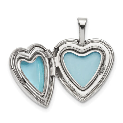 Sterling Silver Rhodium-plated Paw Print Heart Locket