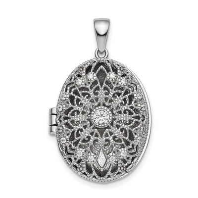 Sterling silver cubic zirconia oval pendants & charm