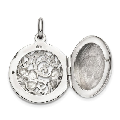 Sterling Silver Antiqued Filigree Floral Top Locket Pendant