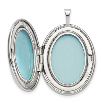 Sterling Silver Rhod-pltd LOVE TO THE MOON Diamond Oval Locket