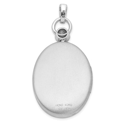 Sterling Silver Rhodium-plate Diamond Accented D/C Locket