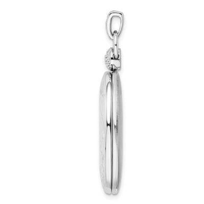 Sterling Silver Rhodium-plated Oval Diamond Accent Satin Locket