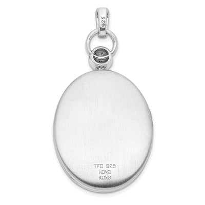 Sterling Silver Rhodium-plated Oval Diamond Accent Satin Locket