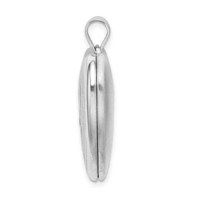Sterling Silver Rhodium-plated Enameled Rose Ash Holder Heart Locket, 30.15 x 23.75mm