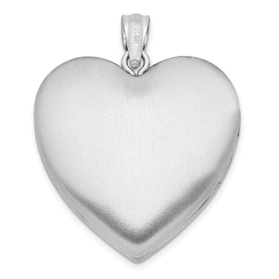 Sterling Silver Rhodium-plated Enameled Rose Ash Holder Heart Locket, 30.15 x 23.75mm