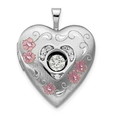 Sterling silver cubic zirconia locket pendants & charm