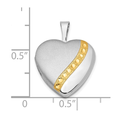 Sterling Silver Gold-tone Polished & Satin Heart Locket