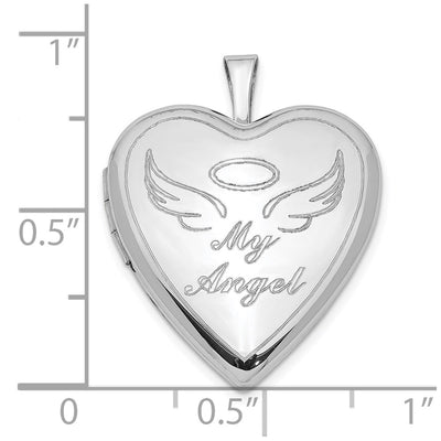 Sterling Silver Rhodium-plated Polished My Angel Heart Locket