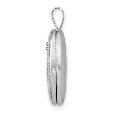 Sterling Silver Rhodium-plated Diamond Angel Wings Oval Locket