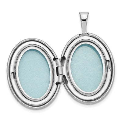 Sterling Silver Rhodium-plated Diamond Angel Wings Oval Locket