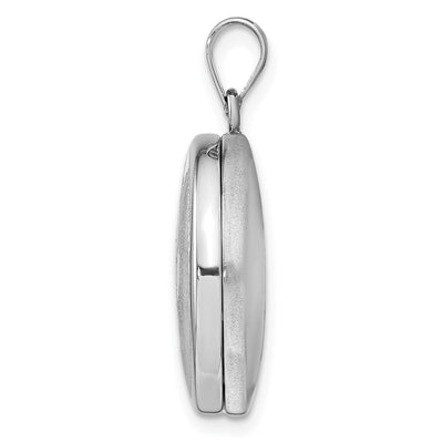 Sterling Silver Rhodium Grooved & Polished Pawprint Round Locket
