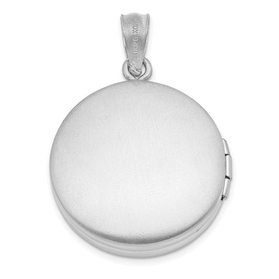 Sterling Silver Rhodium Grooved & Polished Pawprint Round Locket