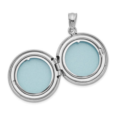 Sterling Silver Rhodium Grooved & Polished Pawprint Round Locket