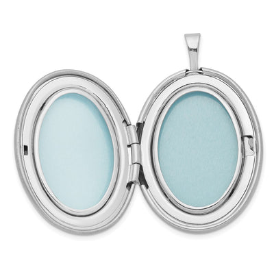 Sterling Silver RH Satin/Polished Enameled Roses Mom Oval Locket