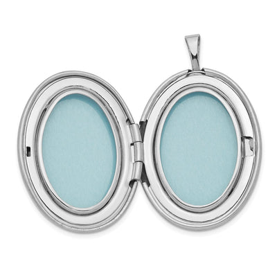 Sterling Silver RH Satin / Polished Enameled Flower D/C Oval Locket