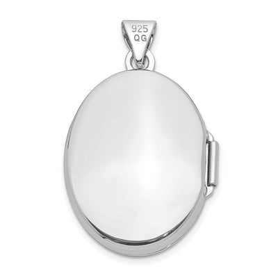 Sterling Silver RH-pltd w/Yellow Rhod St Christopher Oval Locket