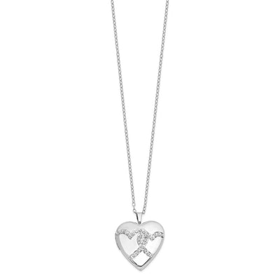 Diamond Fascination Diamond Mystique Sterling Silver Platinum-plated Diamond Double Heart Locket Necklace
