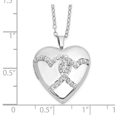 Diamond Fascination Diamond Mystique Sterling Silver Platinum-plated Diamond Double Heart Locket Necklace