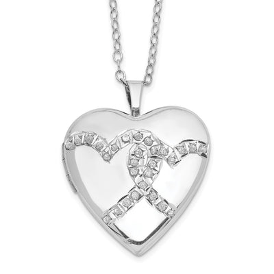 Sterling silver diamond locket necklace