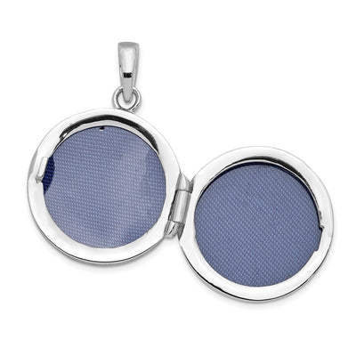 Sterling Silver Rhodium-plated Polished CZ Circle Locket