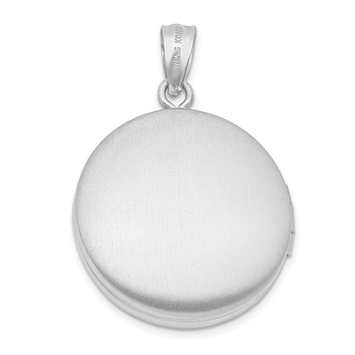 Sterling Silver Rhodium-plated Diamond Polished Round Locket