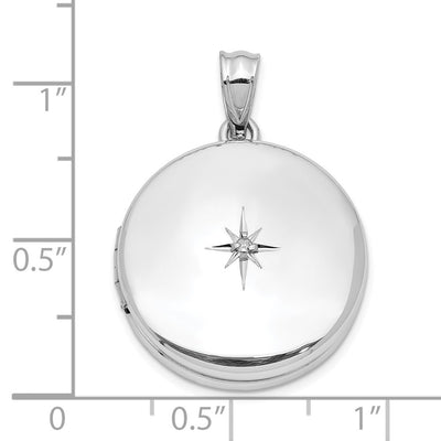 Sterling Silver Rhodium-plated Diamond Polished Round Locket