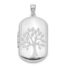 Sterling Silver Rhodium-plated Polished Tree Rectangular Locket